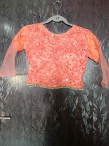 Peach Embellished Lehenga Skirt