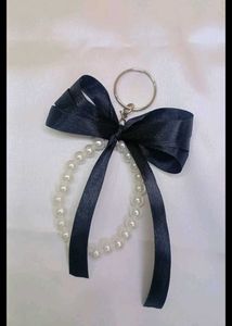 Ribbon Keychains (Black -pearl)
