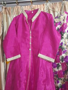 Elegant Kurta Skirt Set Fabric Silk Size M