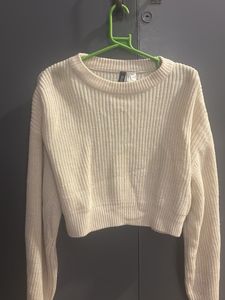 Cream Knit Cropped Sweater