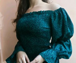 Green Floral Smocked Top