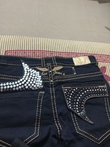 Rhinestone Pocket Jeans