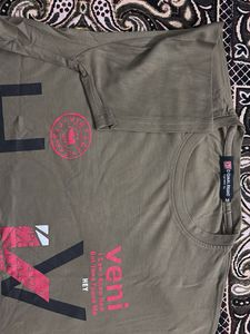 Graphic Print Olive Green T-Shirt