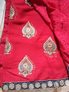Blue And Pink Gradient Saree