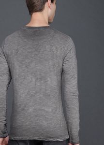WROGN Men Grey Slim Fit Striped Cotton Pure Cotto