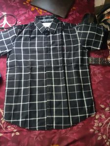 Mufti Black Checkered Casual Shirt