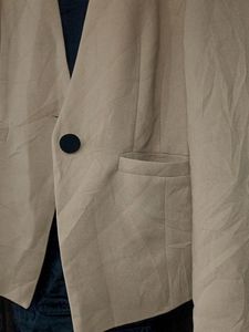 Nude Blazer With Velvet Pants