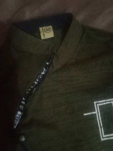 Olive Green Graphic Print Cardigan