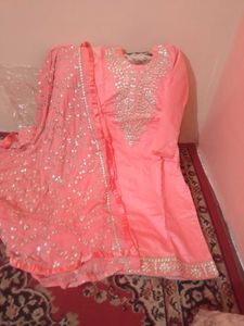 Peach Embroidered Indian Salwar Kameez Suit