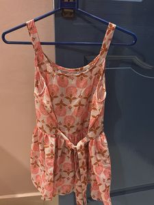 Cute Orange + Red Printed Peplum Tops (Set of 2)