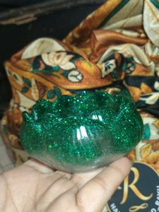 Green Glitter Lotus Bowl