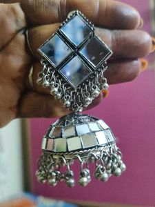 Mirror Jhumka Earrings