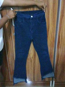 Broad Leg Cut Jeans Navy Blue