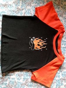 Black and Orange Crop Top