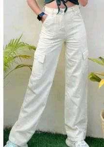 wide leg light beige cargos