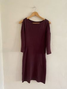 Burgundy Cold Shoulder Dress