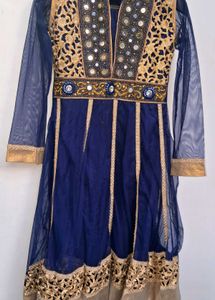 Navy Blue &amp; Gold Mirror Work Kurta
