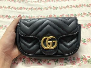 Gucci Black Leather GG Marmont Mini Bag