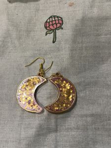 Resin Crescent Moon Earrings