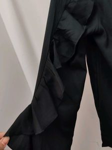 Ruffle Sleeve Black Blouse