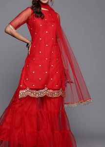 Red Sharara Set With Dupatta