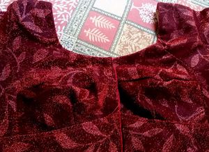 Maroon Velvet Blouse