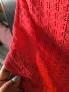 Coral Cut-Out Knit Top