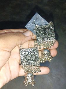 Silver Jhumka Earrings