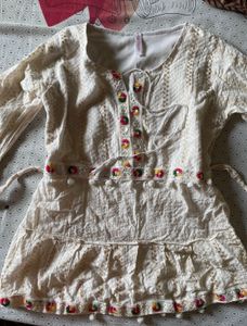 Off White Short Kurta/Top