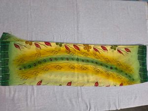 Green Floral Print Saree