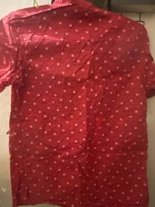 Red Patterned Short Sleeve Shirt