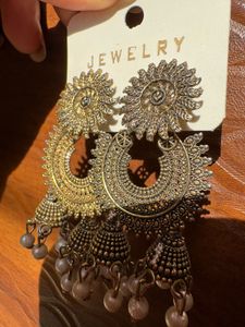 Jhumka Earrings with Pearl Details