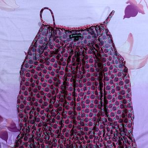 Purple poly crepe fit and flare dress