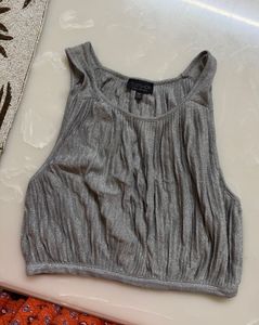 Silver Sleeveless Top With Sparkly Fabric