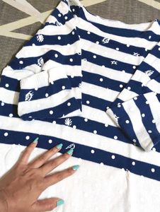Striped Sweat Top 🤍💙