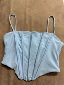 Blue Corset Crop Top