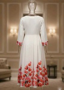 Elegant White Floral Anarkali Kurta