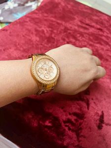 Authentic Fossil Rose Gold-Tone Crystal Accent Wat