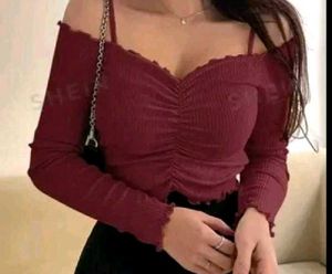 Burgundy Off-Shoulder Top