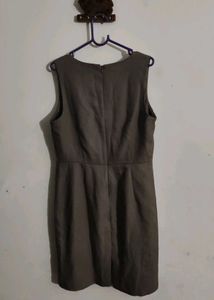 Mango Olive Green V-Neck Dress