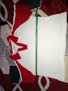 Red &amp; White Polo Top