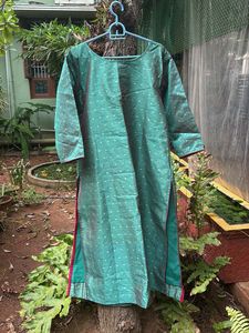 Teal Green With Maroon Dupatta Kurta Set