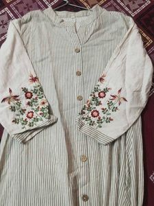 Striped Embroidered Kurta