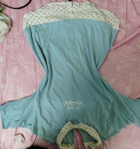Blue Top With Pola Dot Embellishment