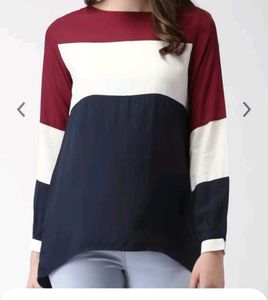 Harvard Navy & White Colourblocked Top