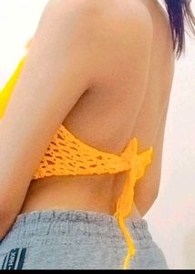 Tangerine Shaded Crochet Top