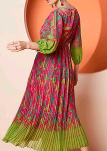 Pink &amp; Green Floral Midi Dress