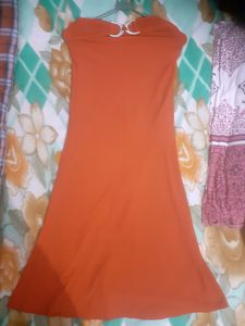 Long Stretchable Fishcut Skirt Red Color