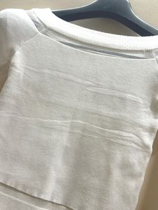White Stylish Sleeve Crop Top