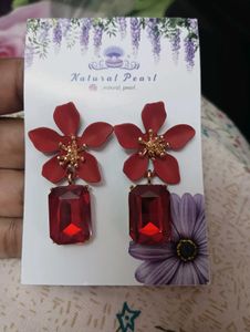 Red Flower Statement Earrings